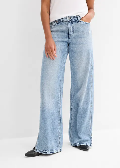 Loose Straight-jeans Mid Waist, Low Stretch, bonprix
