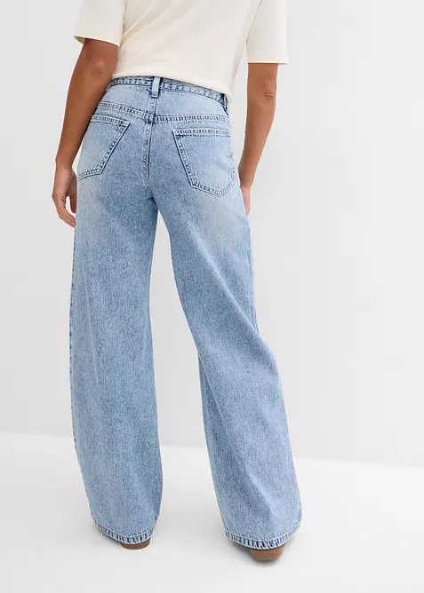 Wide Leg-jeans Mid Waist, Low Stretch, bonprix