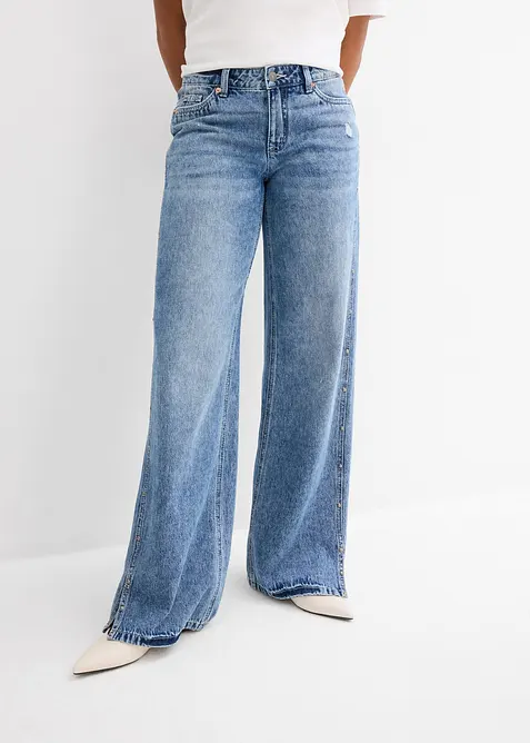 Loose Straight-jeans Mid Waist, Low Stretch, bonprix