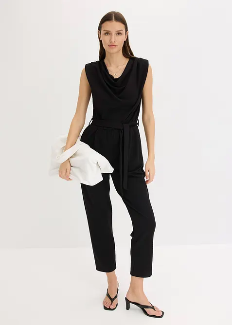 Jersey jumpsuit med skulderpolstring, bonprix