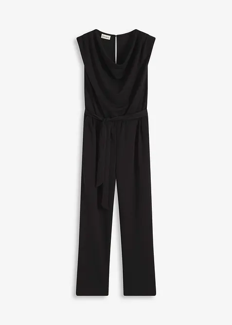 Jersey jumpsuit med skulderpolstring, bonprix