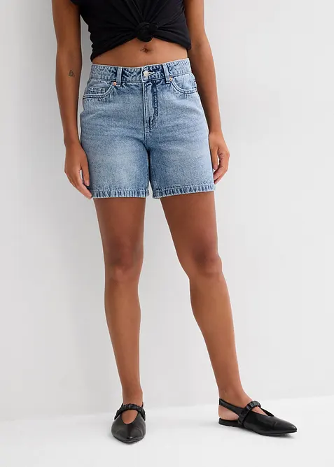 Bermudashorts i denim Mid Waist, Low Stretch, bonprix