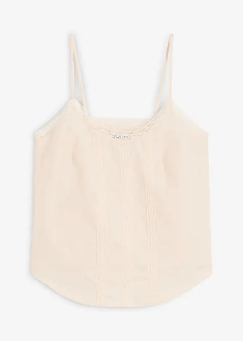 Ermel&oslash;s bluse i 100% bomull med hullbroderi, bonprix