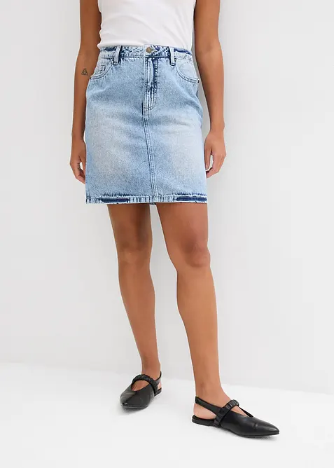 Denimskjørt Mid Waist, Low Stretch, bonprix