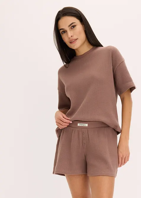Loungewear-kosedress med shorts i vaflet jersey, bonprix
