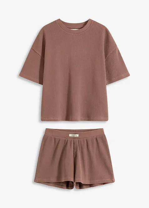 Loungewear-kosedress med shorts i vaflet jersey, bonprix