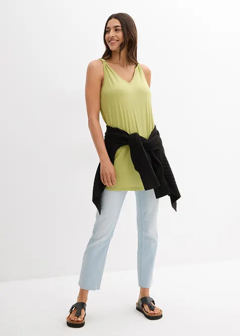 Lang topp i viskose med lin, bonprix