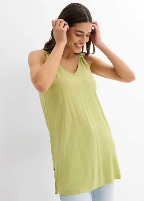 Lang topp i viskose med lin, bonprix