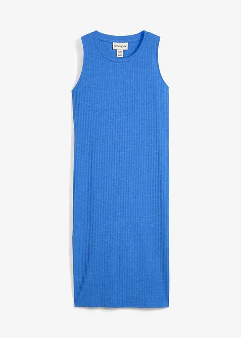 Kjole i ribbet materiale med sidesplitter, av lett viskosemiks, bonprix