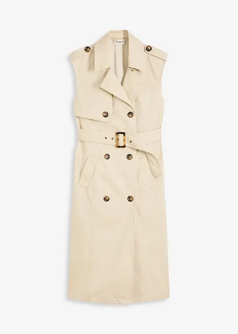 Kjole i trenchcoat-look med belte (2-delt sett), bonprix