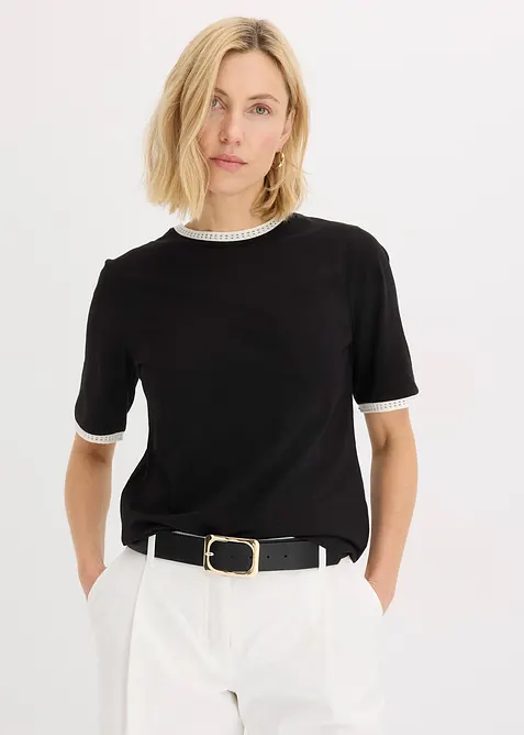 Topp med blondekant, bonprix