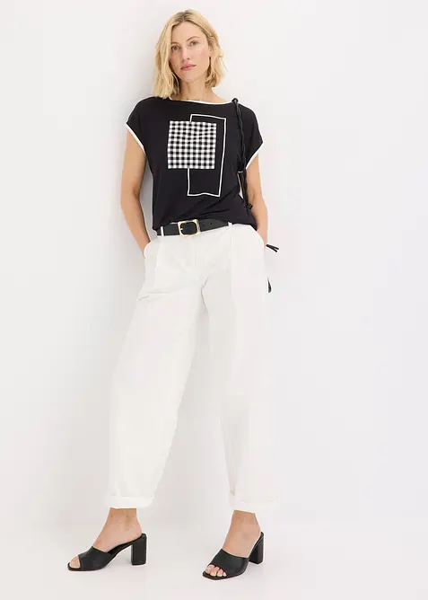 Topp med velplassert trykk og kanter i kontrastfarge, bonprix