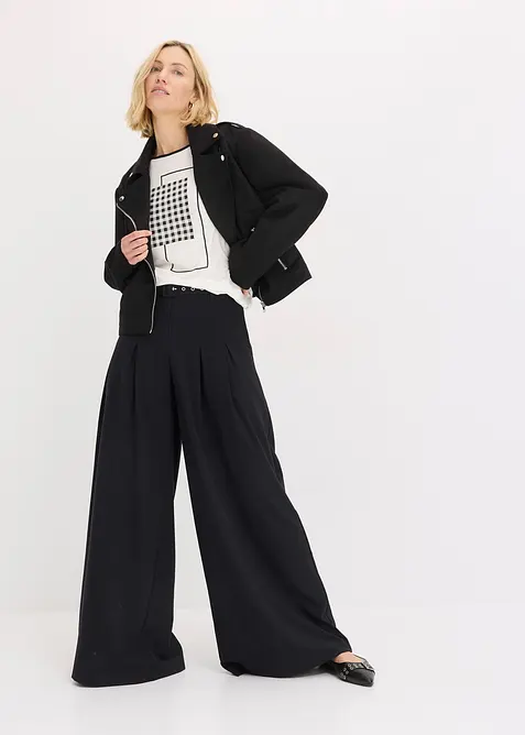 Topp med velplassert trykk og kanter i kontrastfarge, bonprix