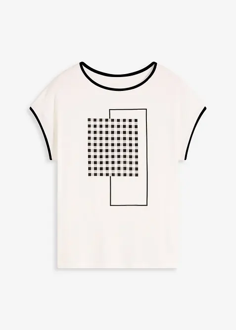 Topp med velplassert trykk og kanter i kontrastfarge, bonprix