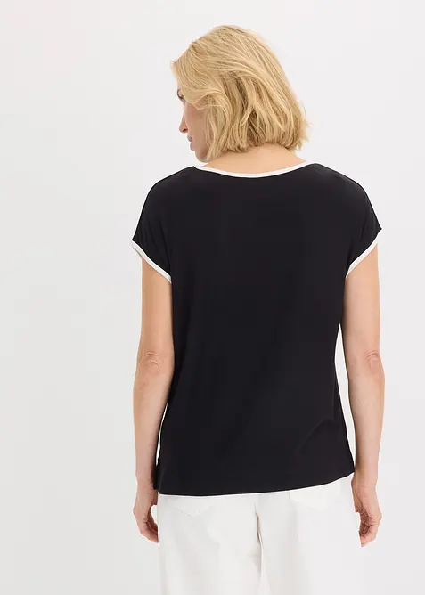Topp med velplassert trykk og kanter i kontrastfarge, bonprix