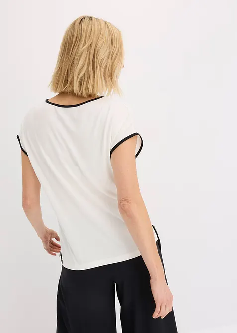 Topp med velplassert trykk og kanter i kontrastfarge, bonprix