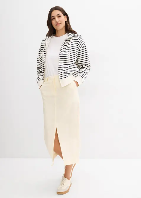 Midiskjørt i luftig linmiks, bonprix