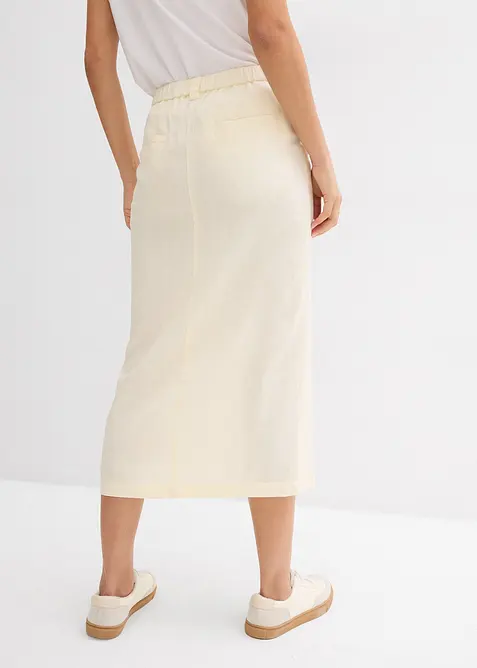 Midiskjørt i luftig linmiks, bonprix