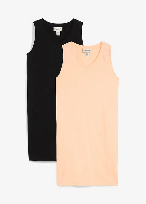 Lang topp i ren økologisk bomull (2-pack), bonprix