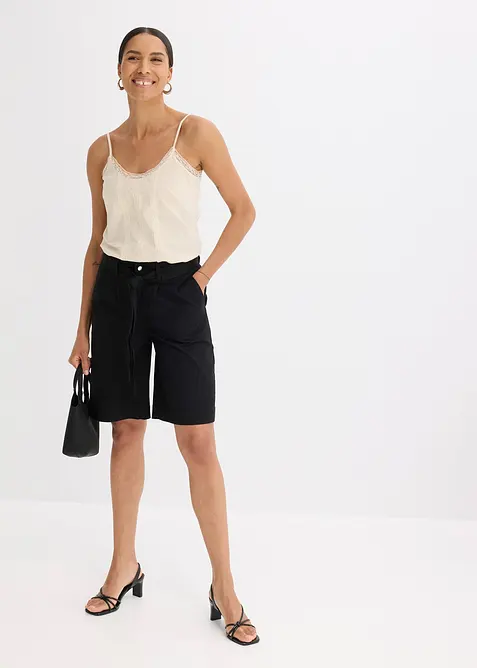 Shorts i twill med knytebelte, bonprix