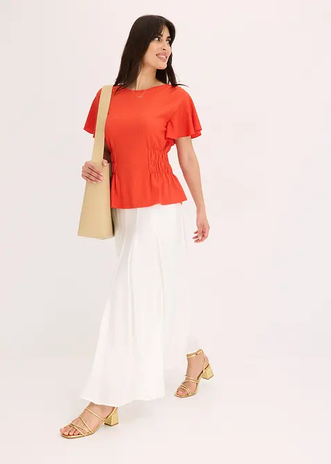 Jerseytopp med smock, bonprix