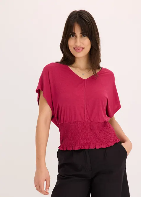 Topp med bred, vaflet kant i falden, bonprix