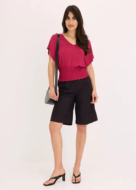 Topp med bred, vaflet kant i falden, bonprix