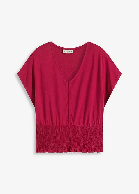 Topp med bred, vaflet kant i falden, bonprix