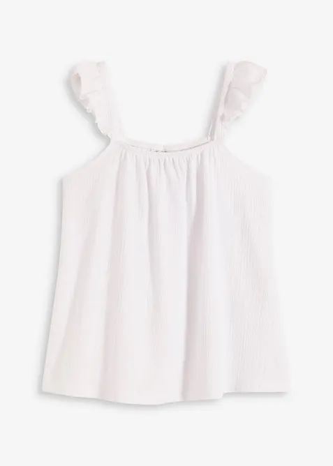 Topp i kreppet jersey med volang-ermer, bonprix