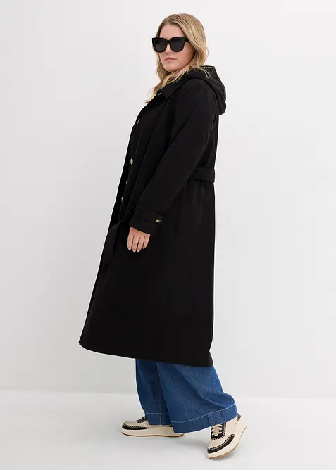 Lang trenchcoat med avtagbar hette, bonprix
