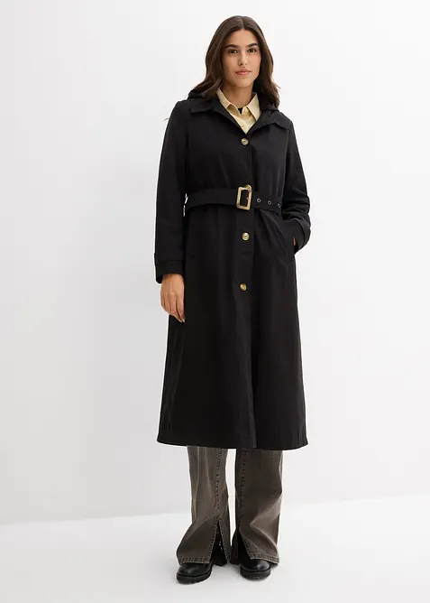 Lang trenchcoat med avtagbar hette, bonprix