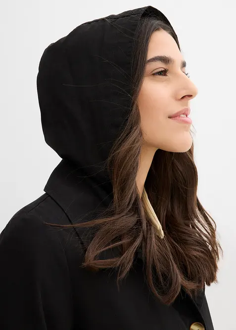 Lang trenchcoat med avtagbar hette, bonprix