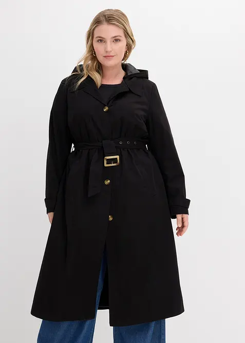 Lang trenchcoat med avtagbar hette, bonprix