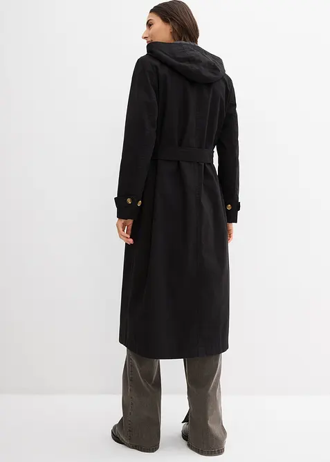 Lang trenchcoat med avtagbar hette, bonprix