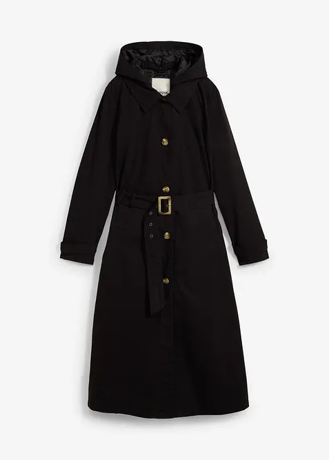Lang trenchcoat med avtagbar hette, bonprix