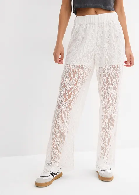 Pull on-bukse med blonder, bonprix