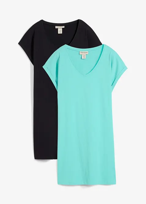 Trikotkjole i &oslash;kologisk bomull (2-pack), bonprix