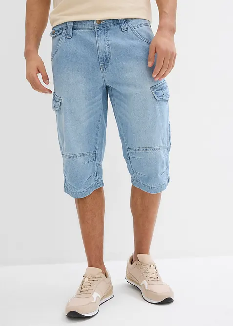 Lang cargo-bermudashorts i lett denim med stretch, Relaxed Fit, bonprix