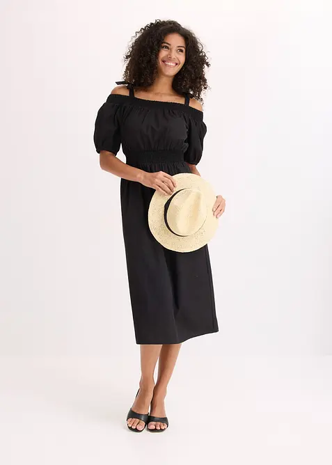 Off shoulder-kjole i økologisk bomull, bonprix