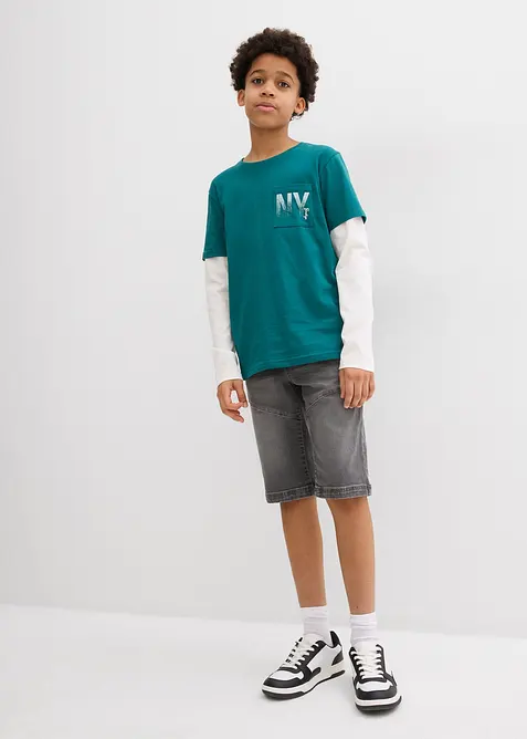 Pull on-bermudashorts i denim med stretch, Regular Fit, bonprix