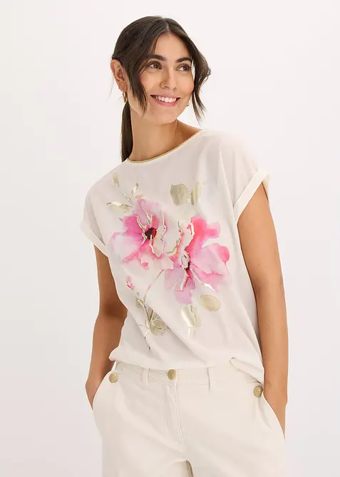 Topp med vevd innfelling, bonprix