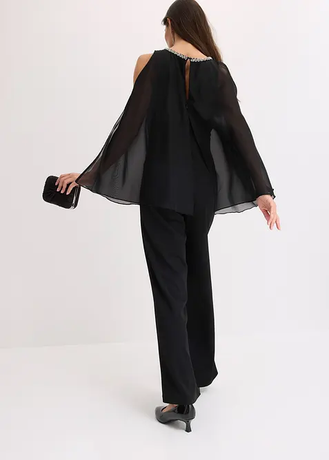 Jumpsuit med overkast og strasspynt, bonprix