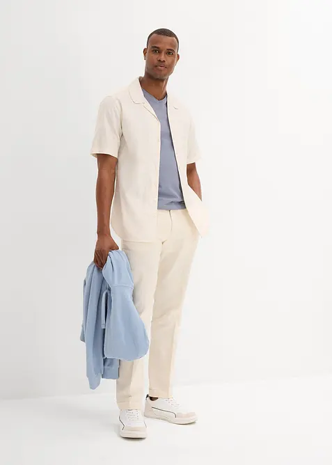 Kortermet skjorte med lin, bonprix