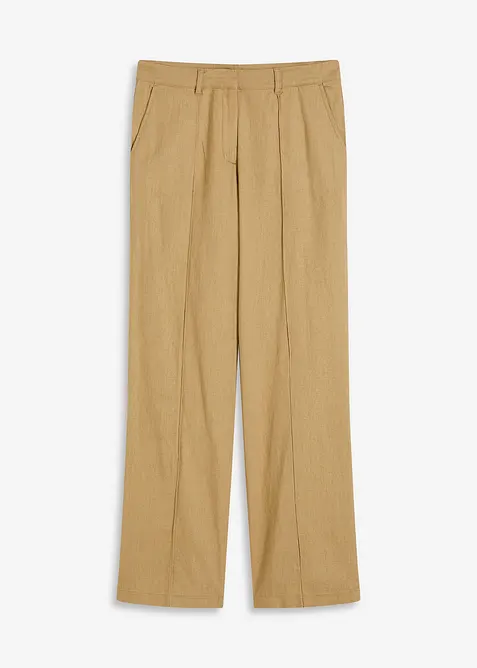 High Waist-bukse med lin og legg, bonprix