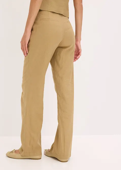 High Waist-bukse med lin og legg, bonprix