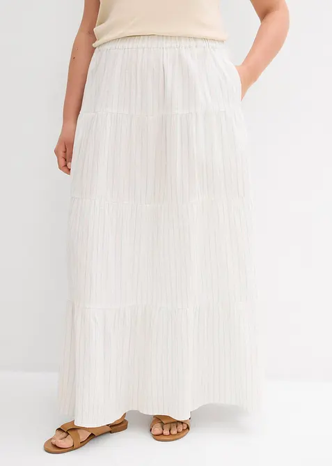 Maxiskjørt i 100% bomull med stripemønster, bonprix