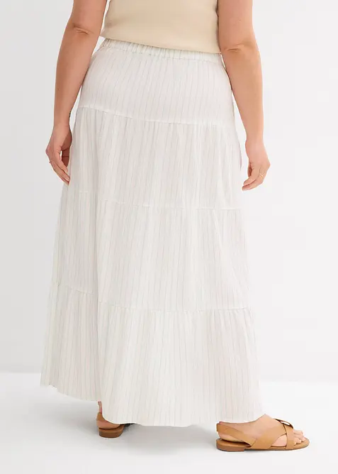 Maxiskjørt i 100% bomull med stripemønster, bonprix