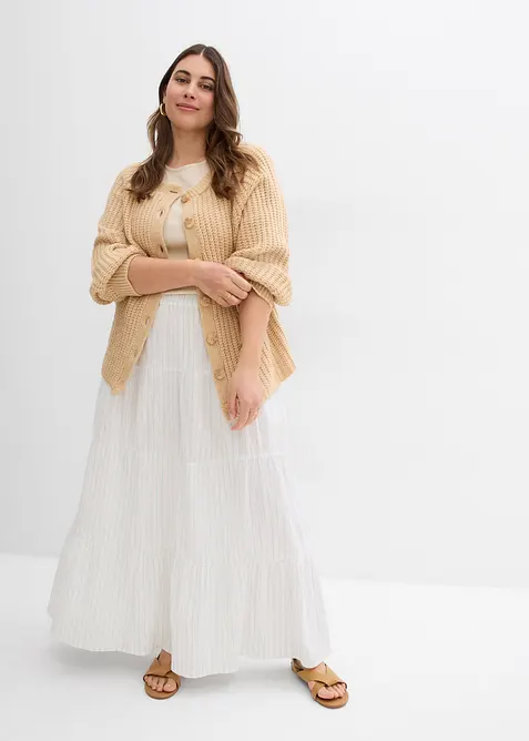 Maxiskjørt i 100% bomull med stripemønster, bonprix