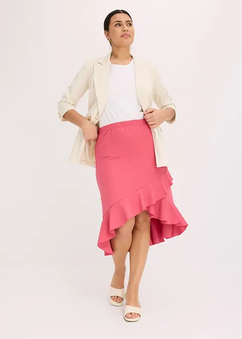 Jerseyskj&oslash;rt med volanger, bonprix