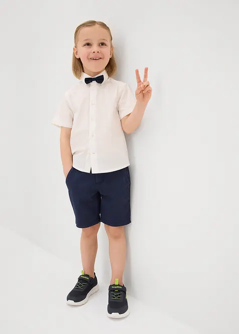 Kortermet skjorte og tversoversl&oslash;yfe i 100% bomull (2-delt sett), bonprix